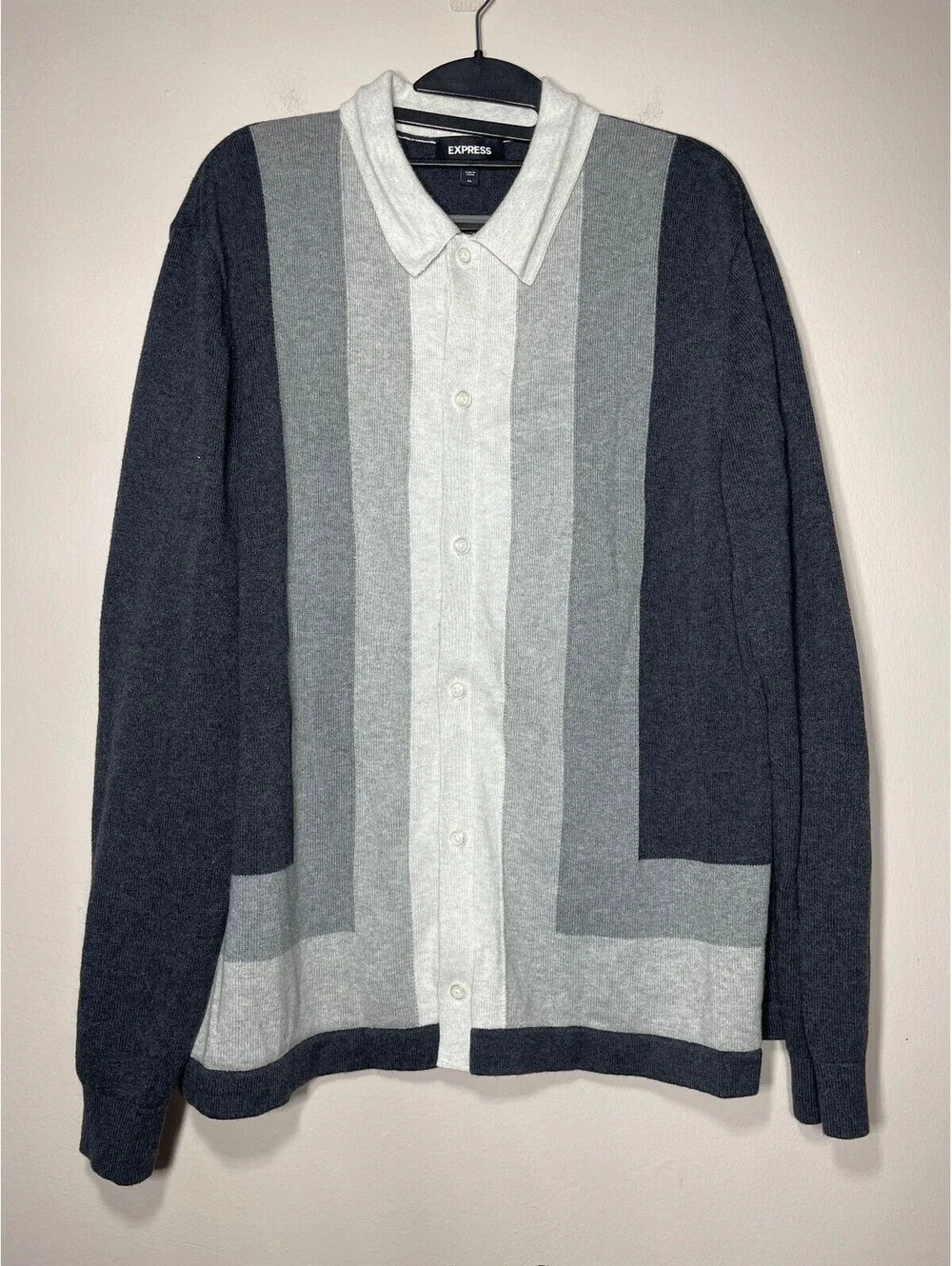 Express Knit Cardigan Polo 90s Grandpa Core Indie Sleaze XL